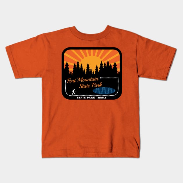 Fort Mountain State Park Trails Kids T-Shirt by numpdog